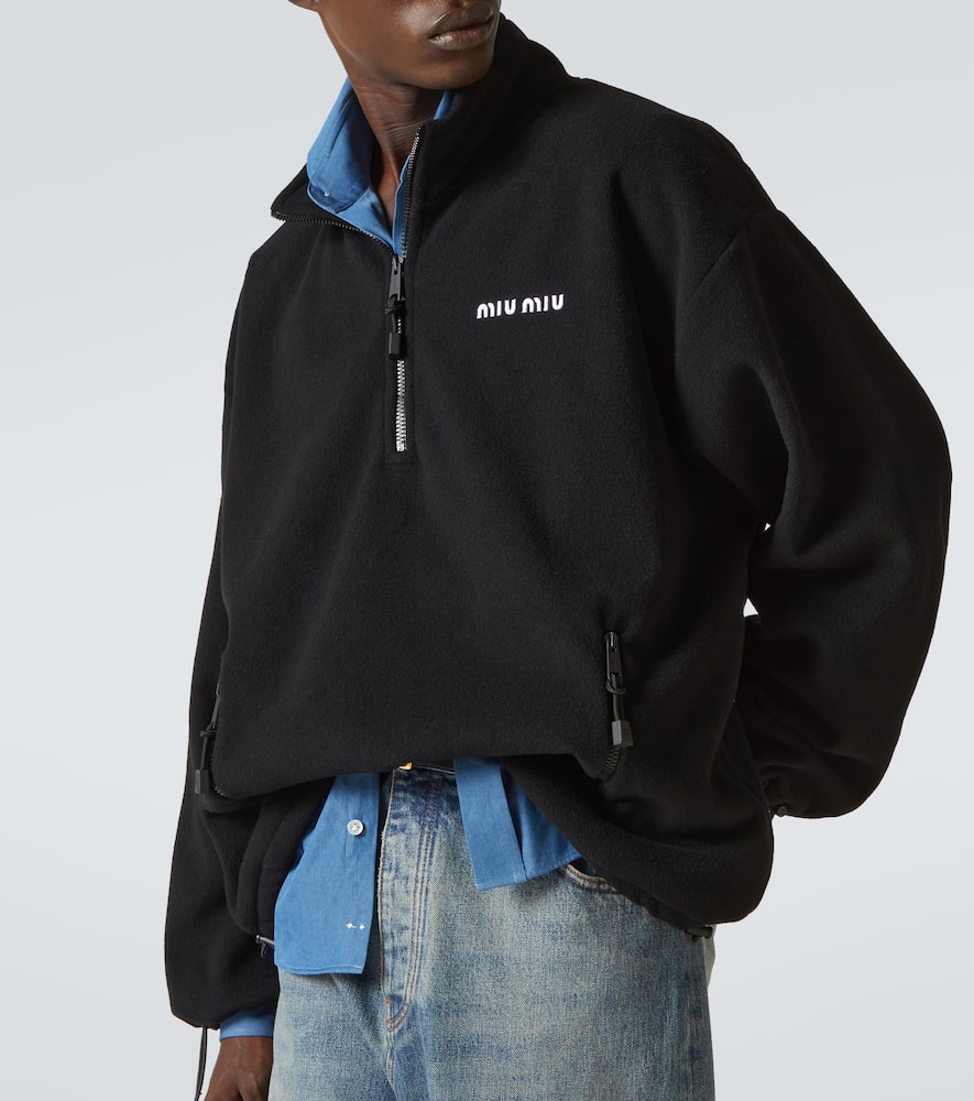 Miu Miu Sweatshirt Aus Fleece In Schwarz