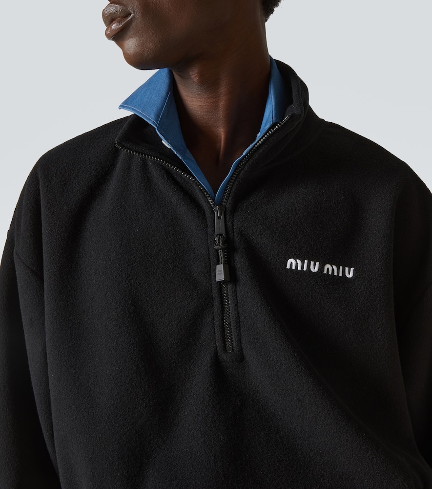 Miu Miu Sweatshirt Aus Fleece In Schwarz
