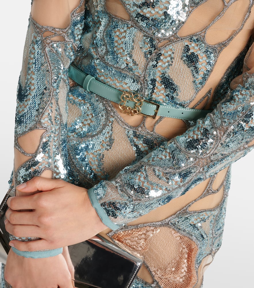 Elie Saab Embroidered Silk-blend Gown In Blue