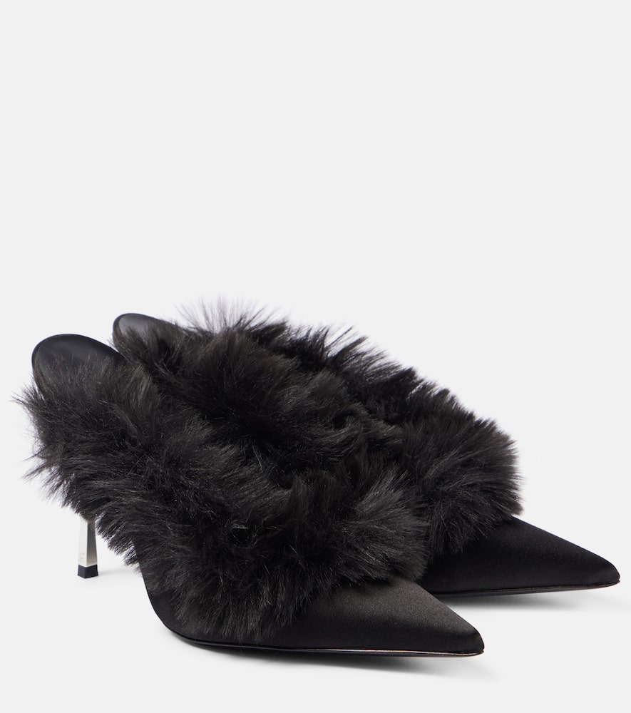 Magda Butrym Faux Shearling Leather Mules In Black