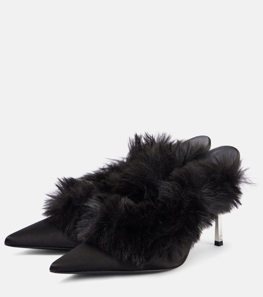 Magda Butrym Faux Shearling Leather Mules In Black
