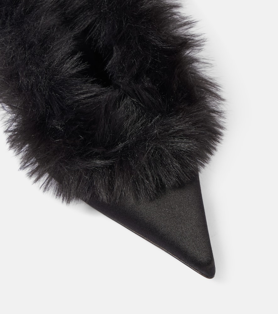 Magda Butrym Faux Shearling Leather Mules In Black
