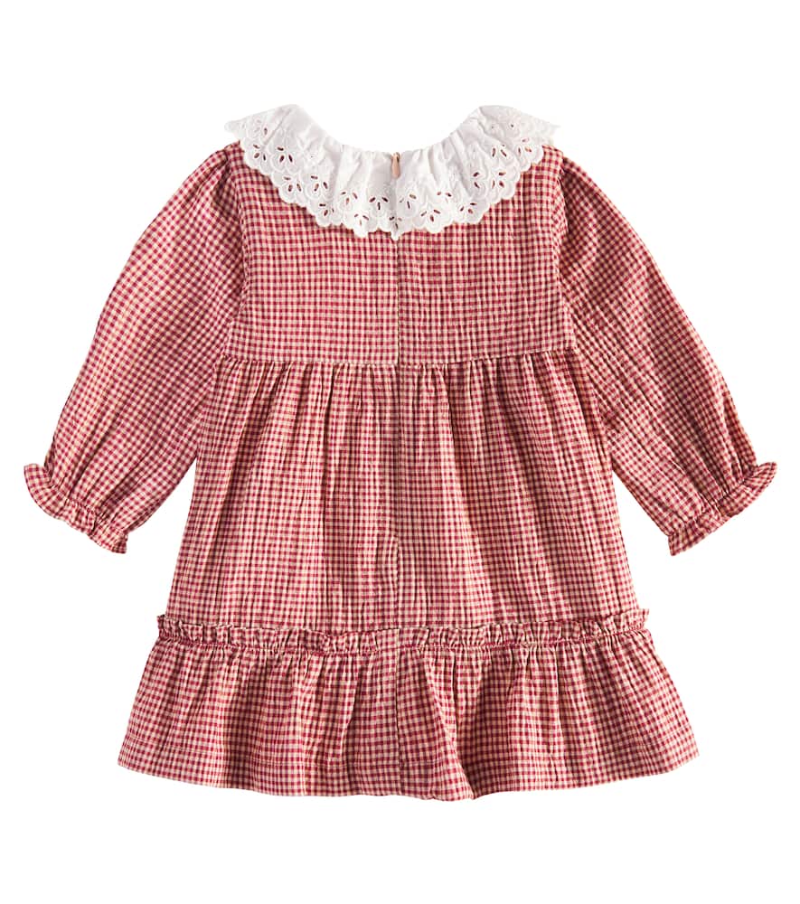 Tartine Et Chocolat Baby Lace-trimmed Checked Dress In Red