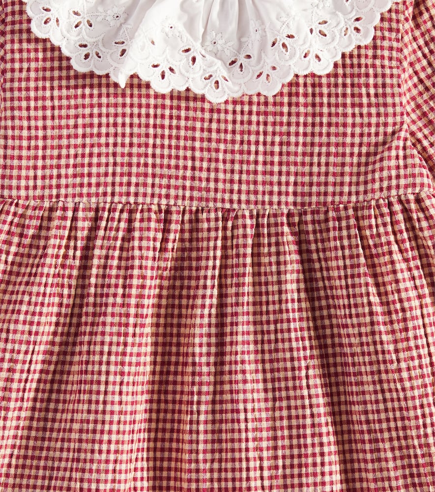 Tartine Et Chocolat Baby Lace-trimmed Checked Dress In Red