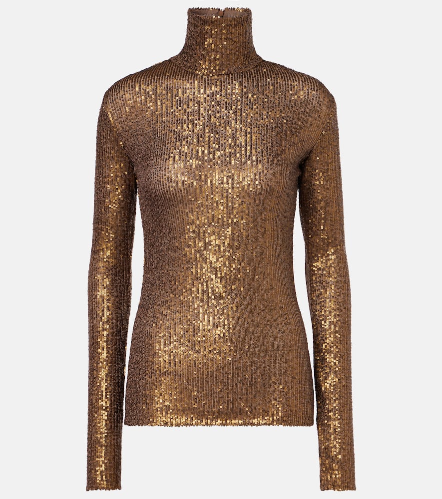 Sequined turtleneck top