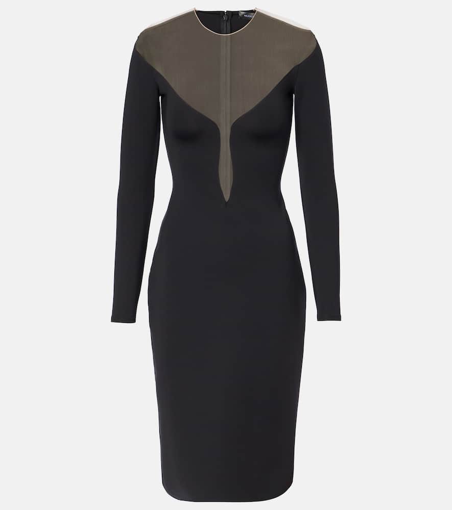 Mugler Plunge Minidress In Black Nude 01