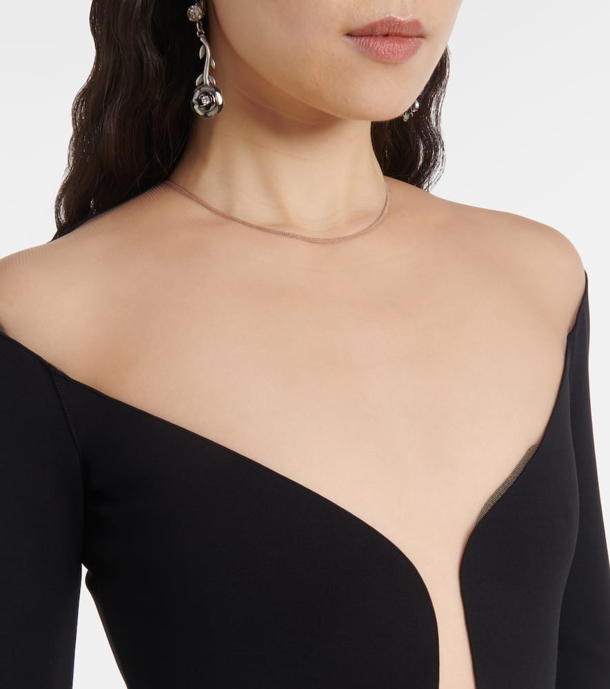 Mugler Plunge Minidress In Black Nude 01