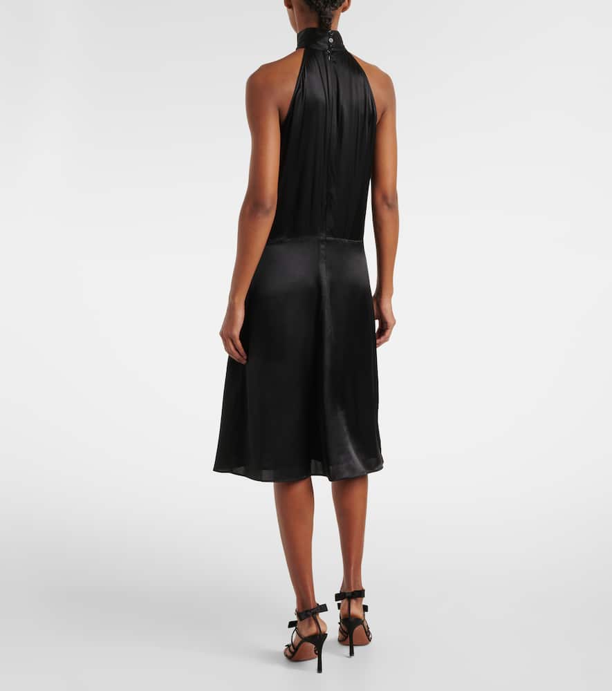 Nina Ricci Gathered Halterneck Satin Minidress In Black
