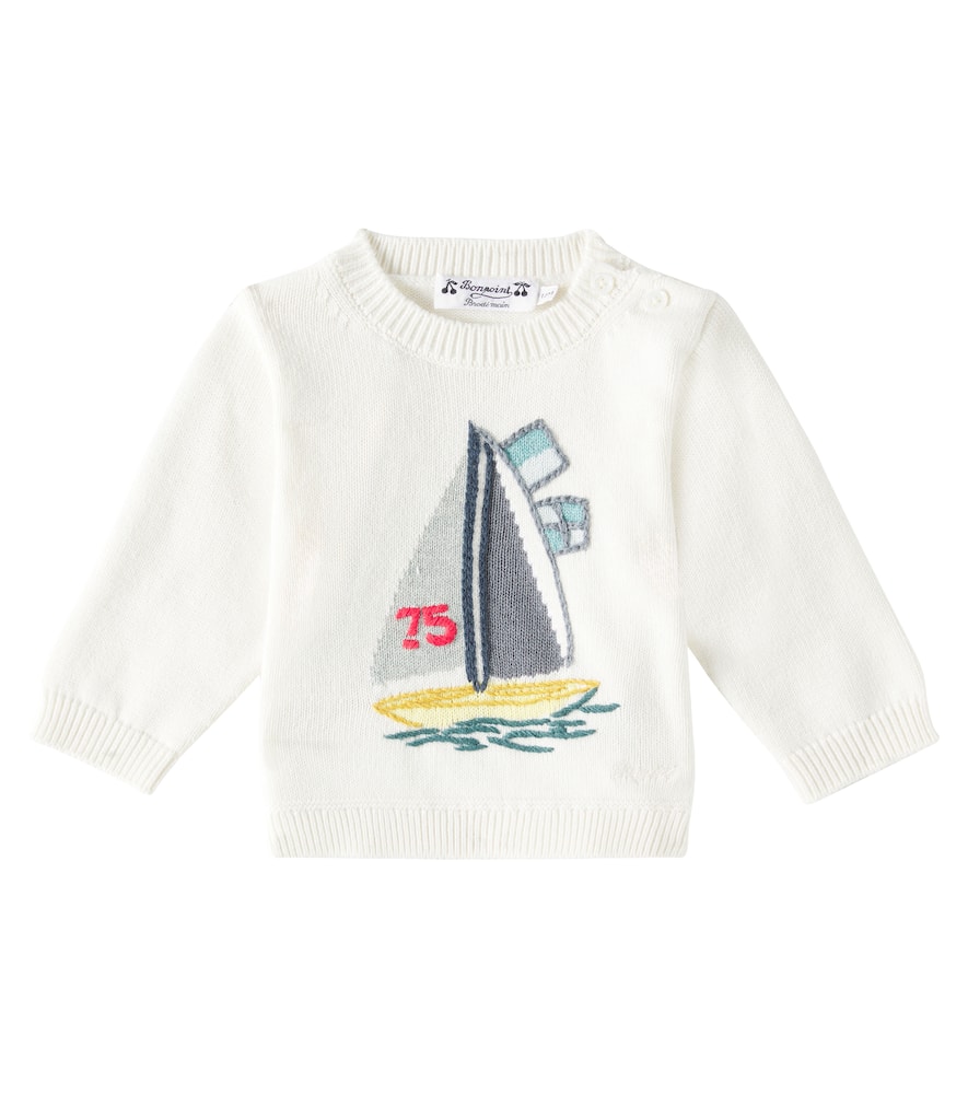 Bonpoint Baby Almire Cotton And Cashmere Sweater In Ec Blanc Lait