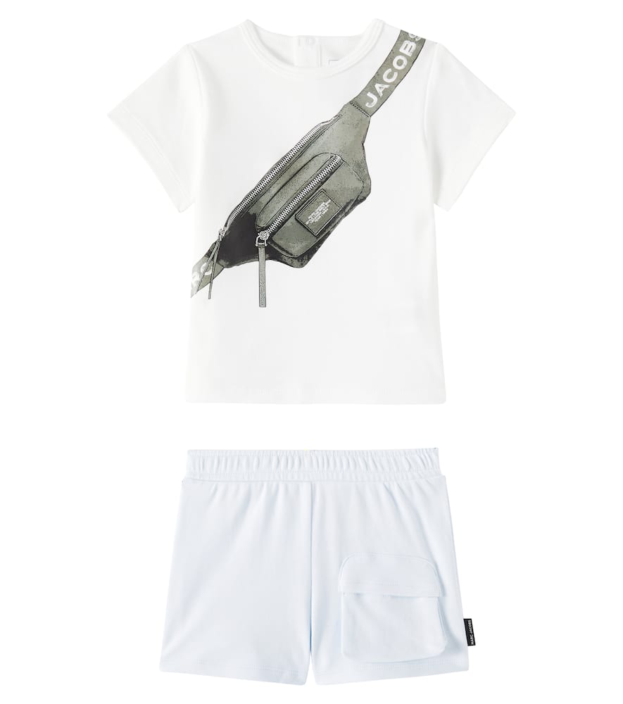 Marc Jacobs Baby Cotton T-shirt And Shorts Set In Blue