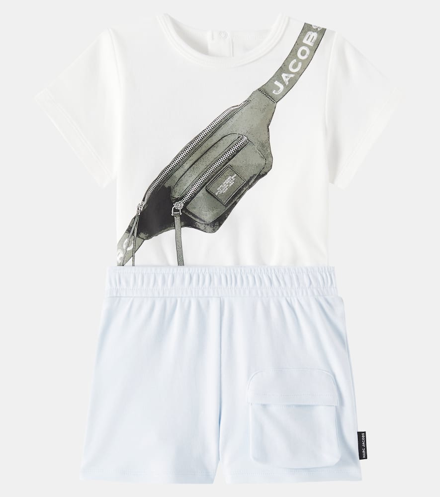 Marc Jacobs Baby Cotton T-shirt And Shorts Set In Blue