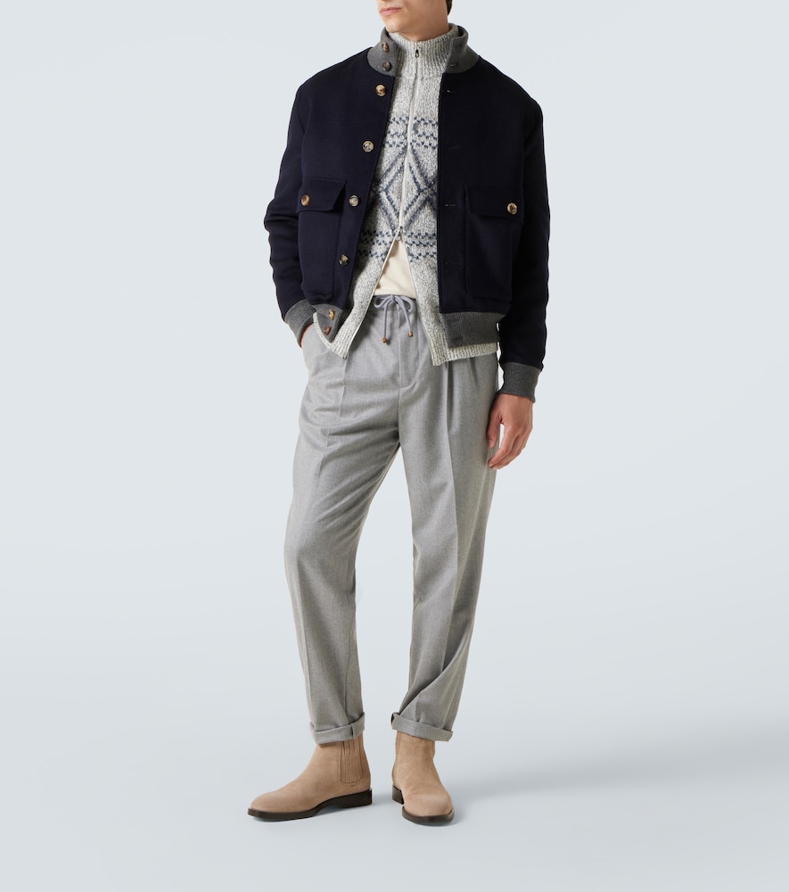 Virgin Wool Flannel Straight Pants