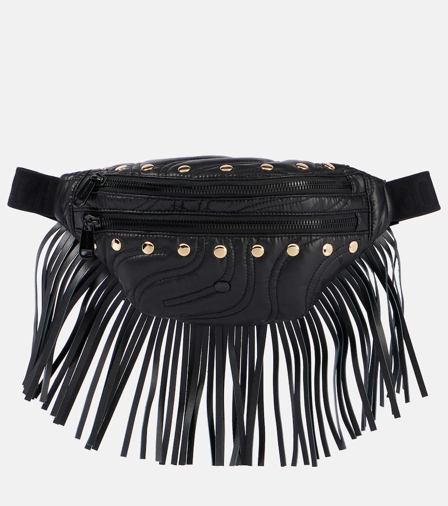 Goldbergh Sorriso Fringed Leather Belt Bag In Black