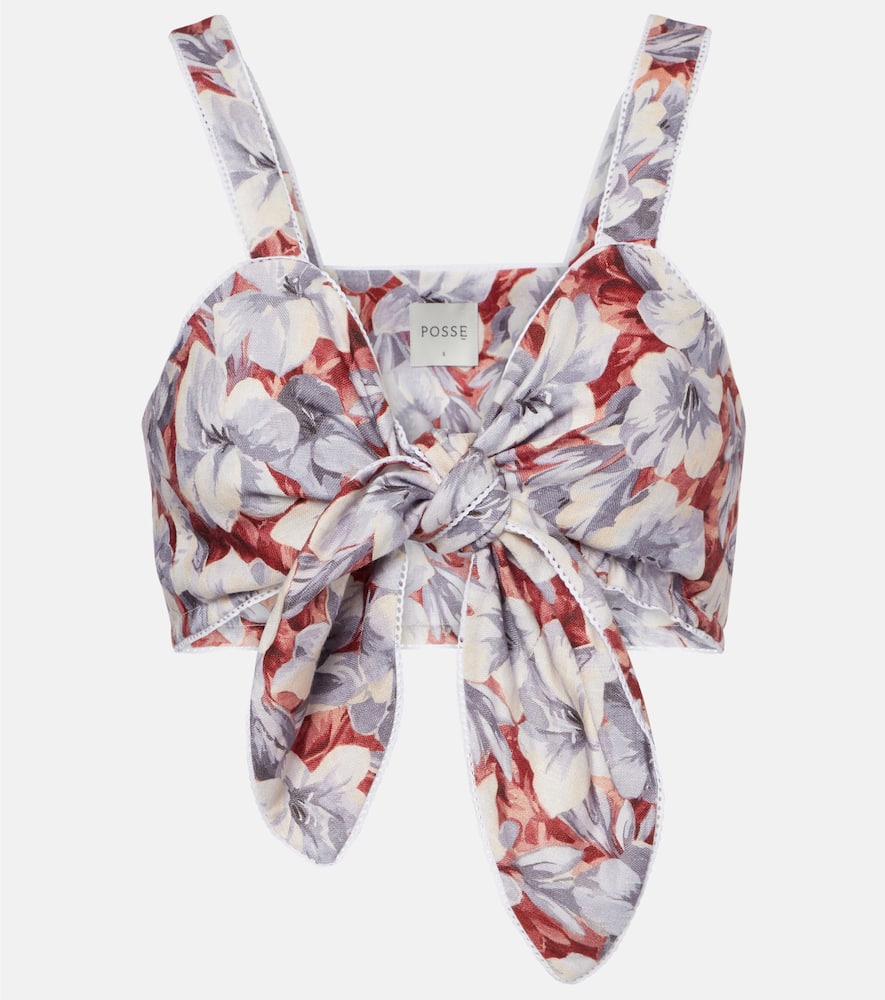 Luna floral linen crop top
