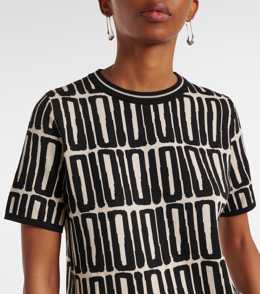 S Max Mara Ramo Printed Cotton Top In Black
