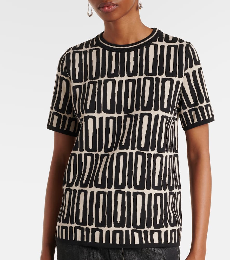 S Max Mara Ramo Printed Cotton Top In Black