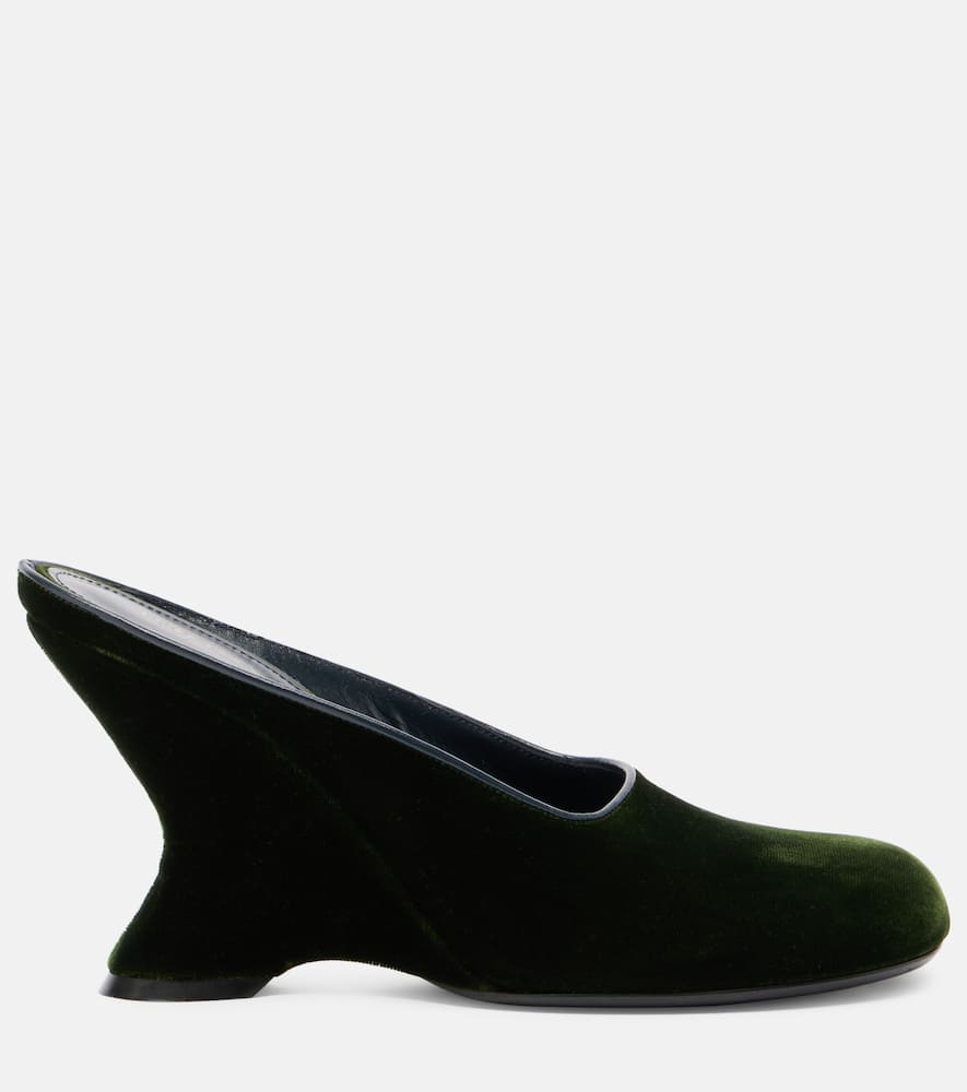 Dries Van Noten 95 Velvet Wedges In Purple