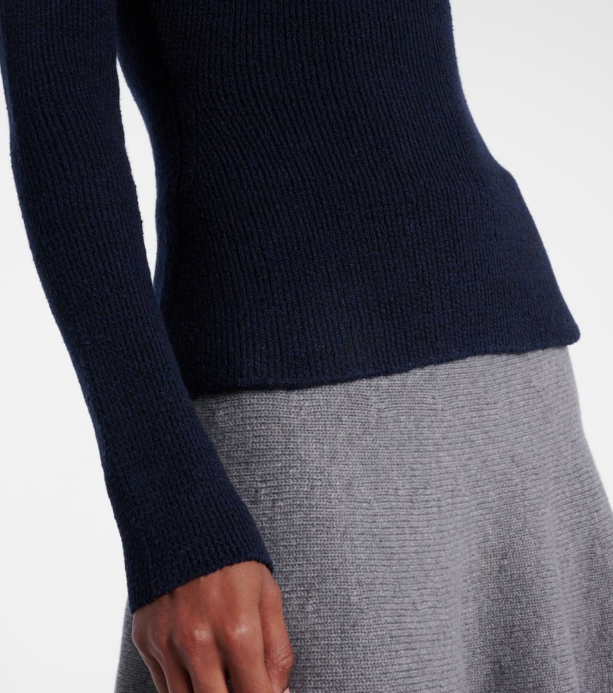 Alaïa Wool And Silk-blend Turtleneck Sweater In Blue