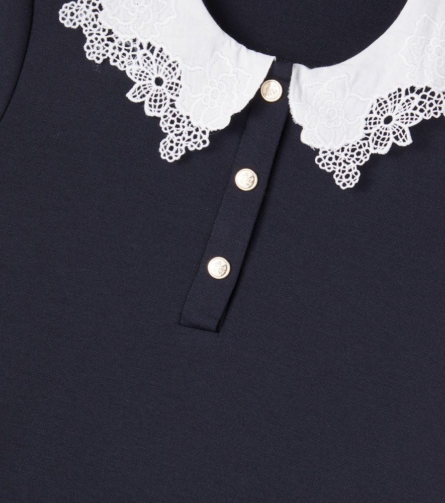 Tartine Et Chocolat Lace-trimmed Cotton Dress In Blue