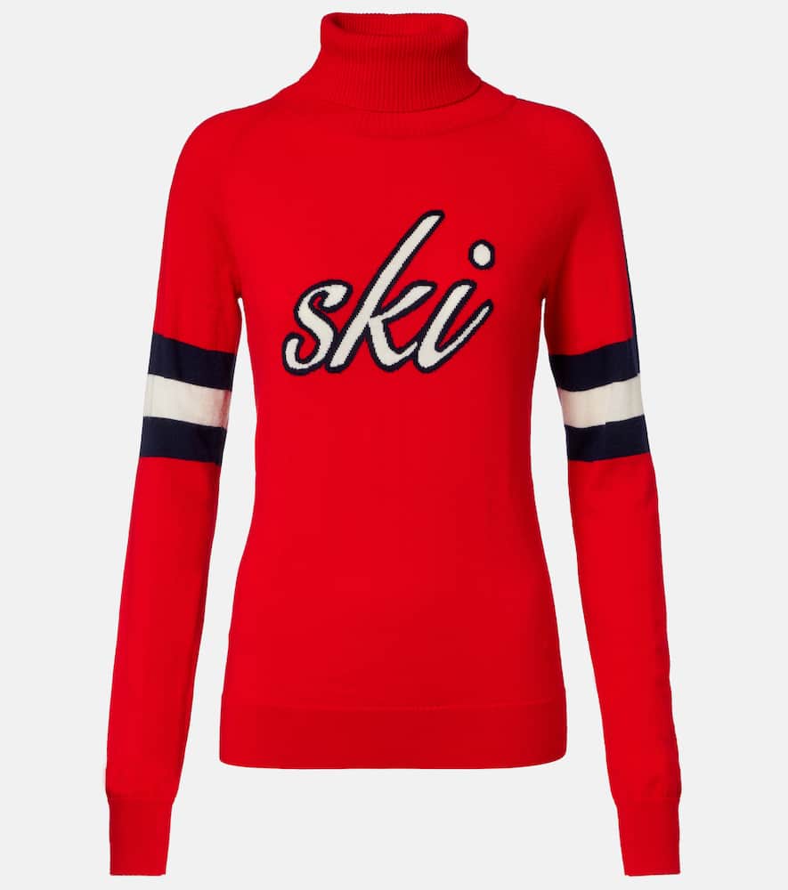 Perfect Moment Neve Wool Turtleneck Sweater In Red