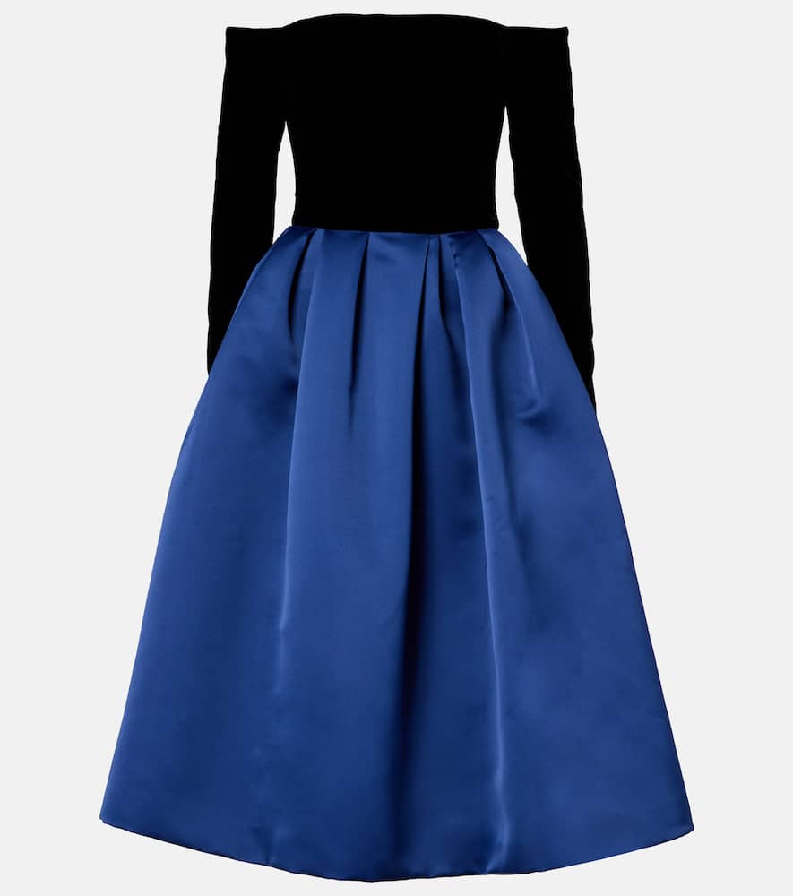 Carolina Herrera Off The Shoulder Long Sleeve Mixed Media Cocktail Dress In Multi