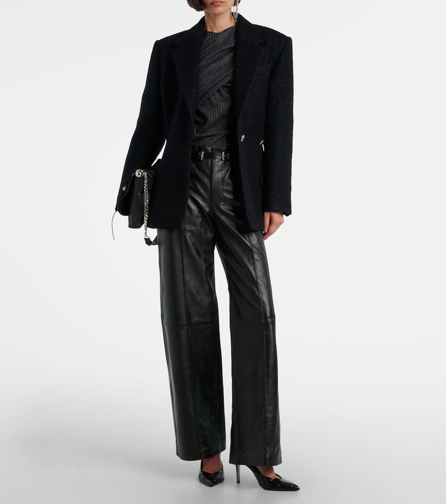 Isabel Marant Asna Chalk Stripe Wool And Cotton Top In Black