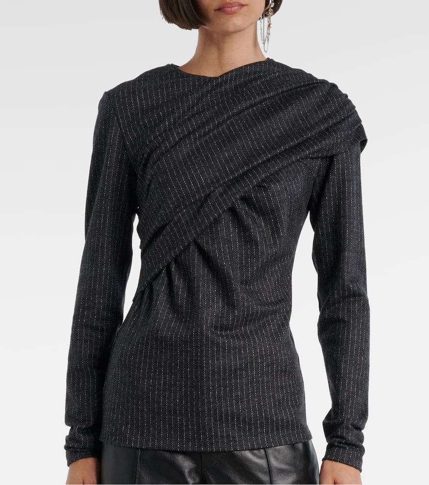 Isabel Marant Asna Chalk Stripe Wool And Cotton Top In Black