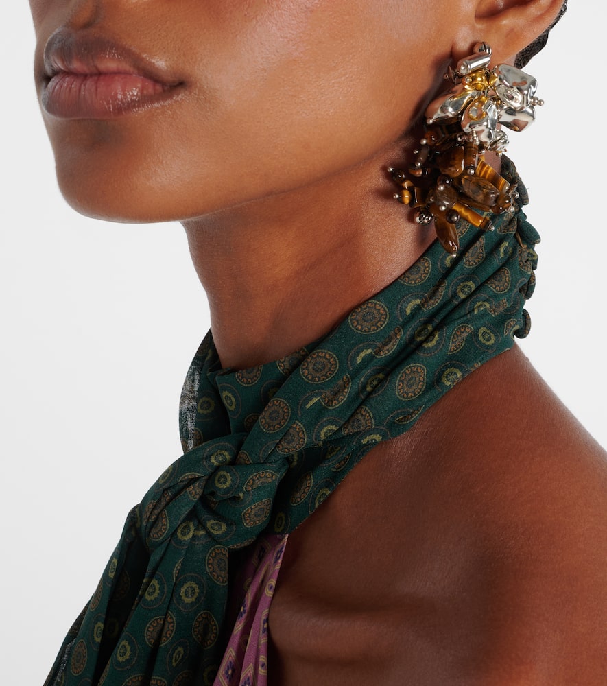 Dries Van Noten Beaded Earrings In Brown