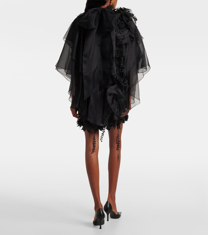 Zimmermann Hypnotic Floral-applique Minidress In Black