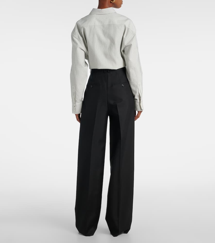 Saint Laurent Weite Hose Aus Wolle Und Mohair In Black