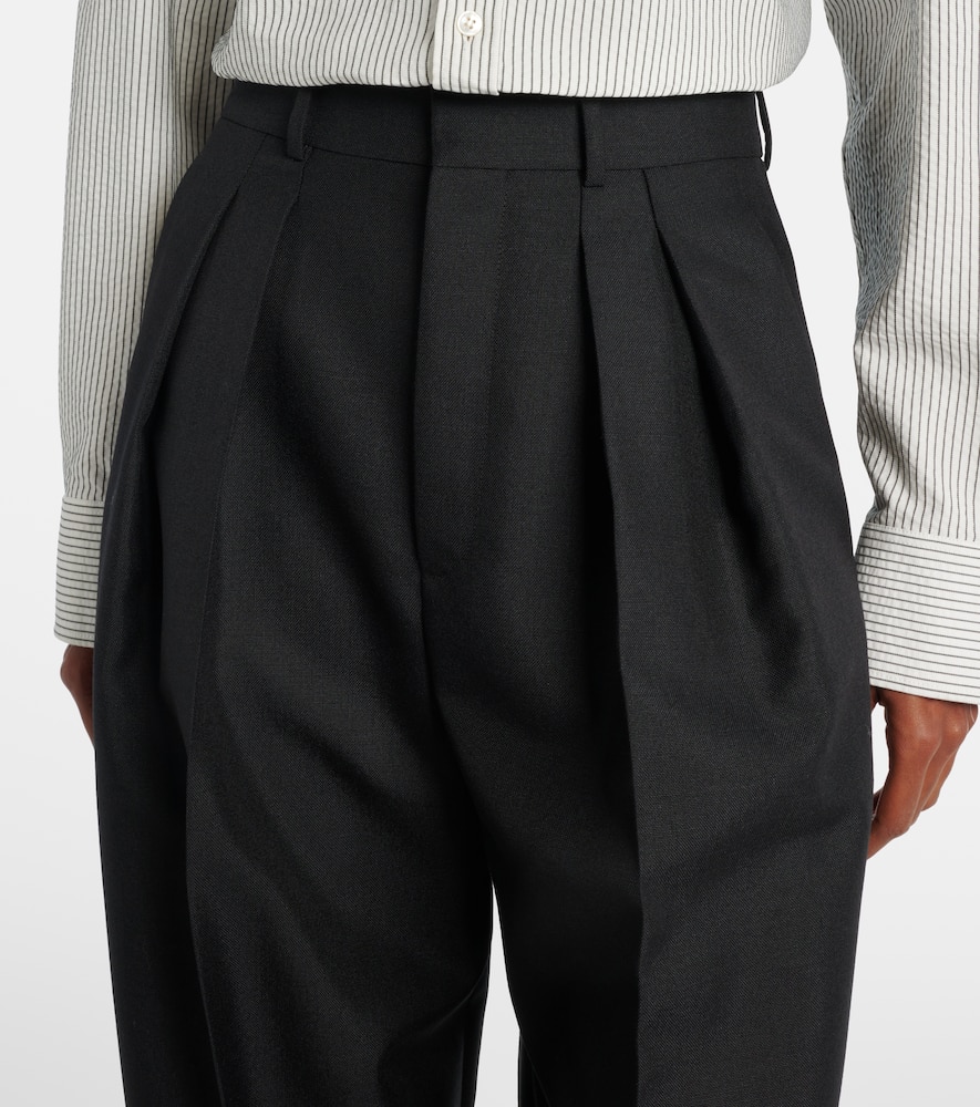 Saint Laurent Weite Hose Aus Wolle Und Mohair In Black