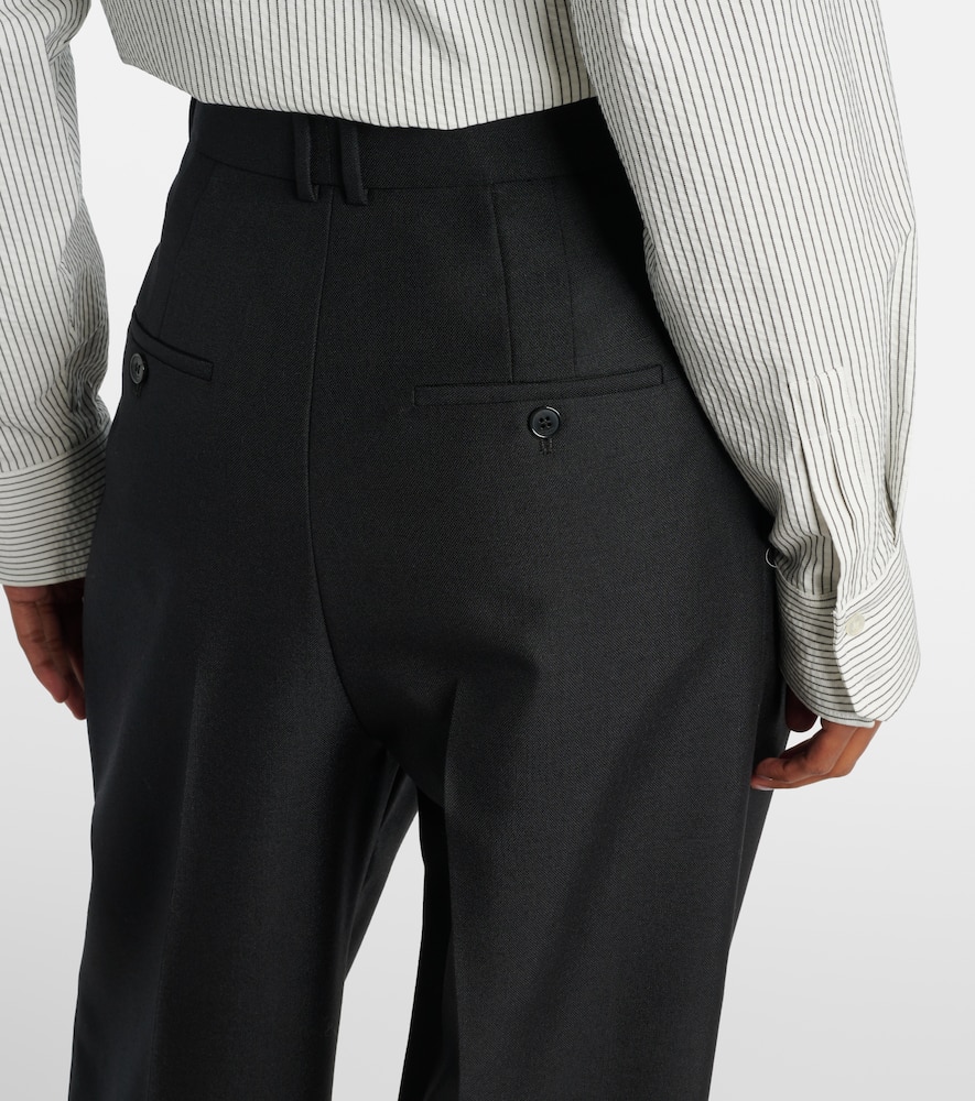 Saint Laurent Weite Hose Aus Wolle Und Mohair In Black