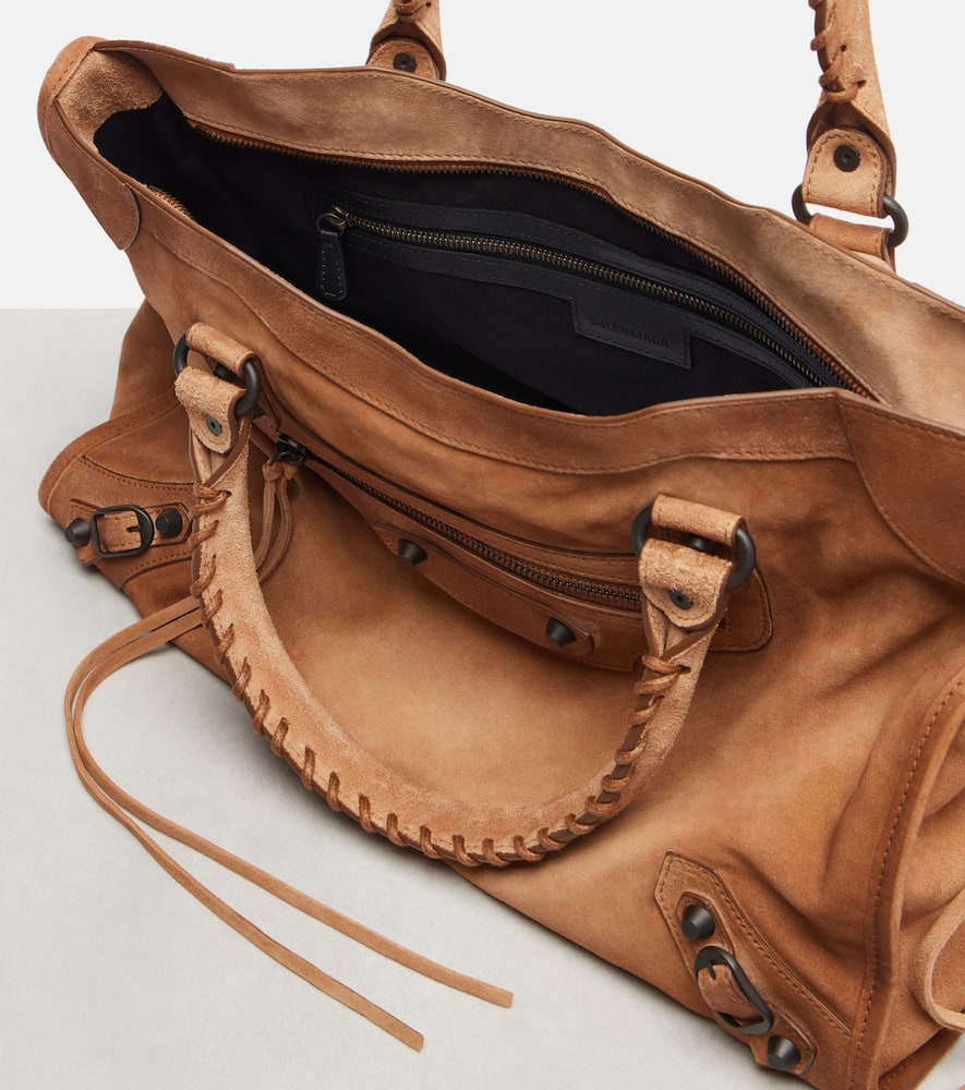 Balenciaga Le City Medium Suede Tote Bag In Sand