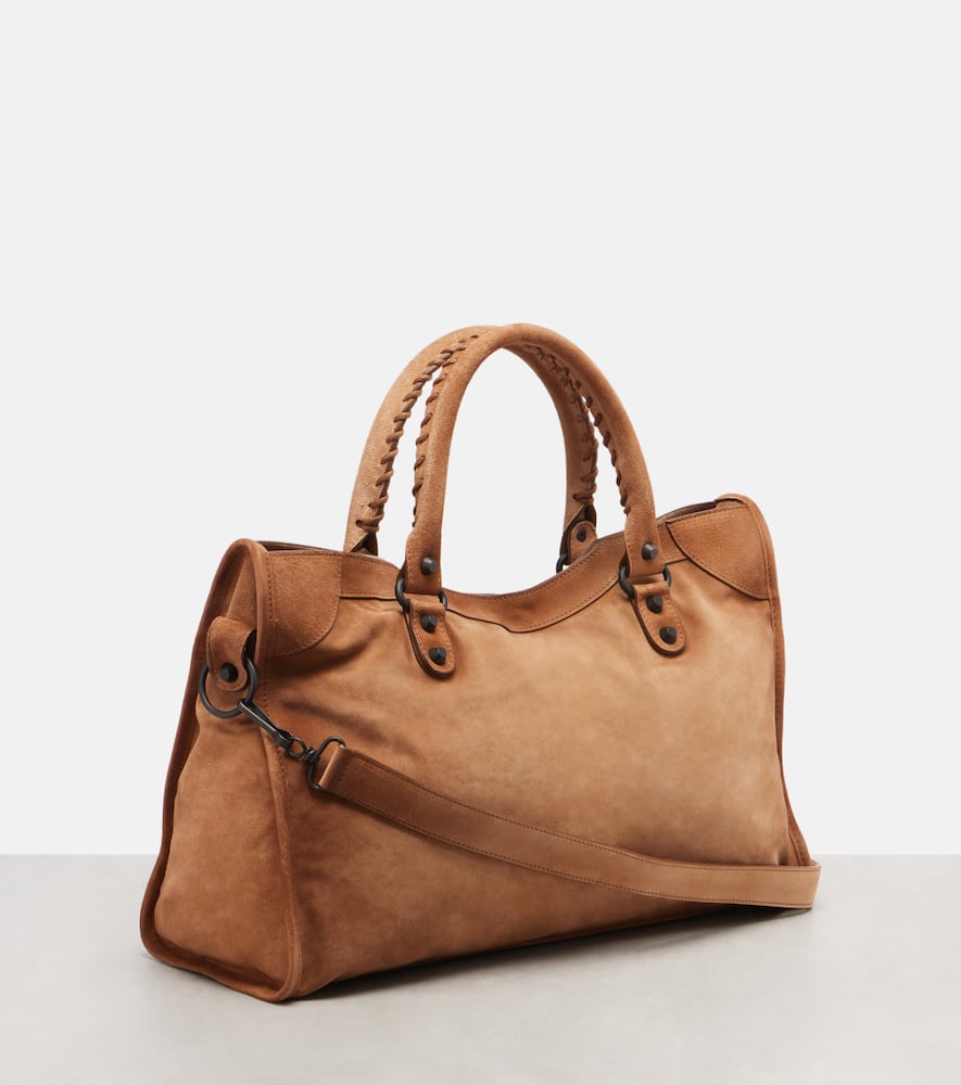 Balenciaga Le City Medium Suede Tote Bag In Sand