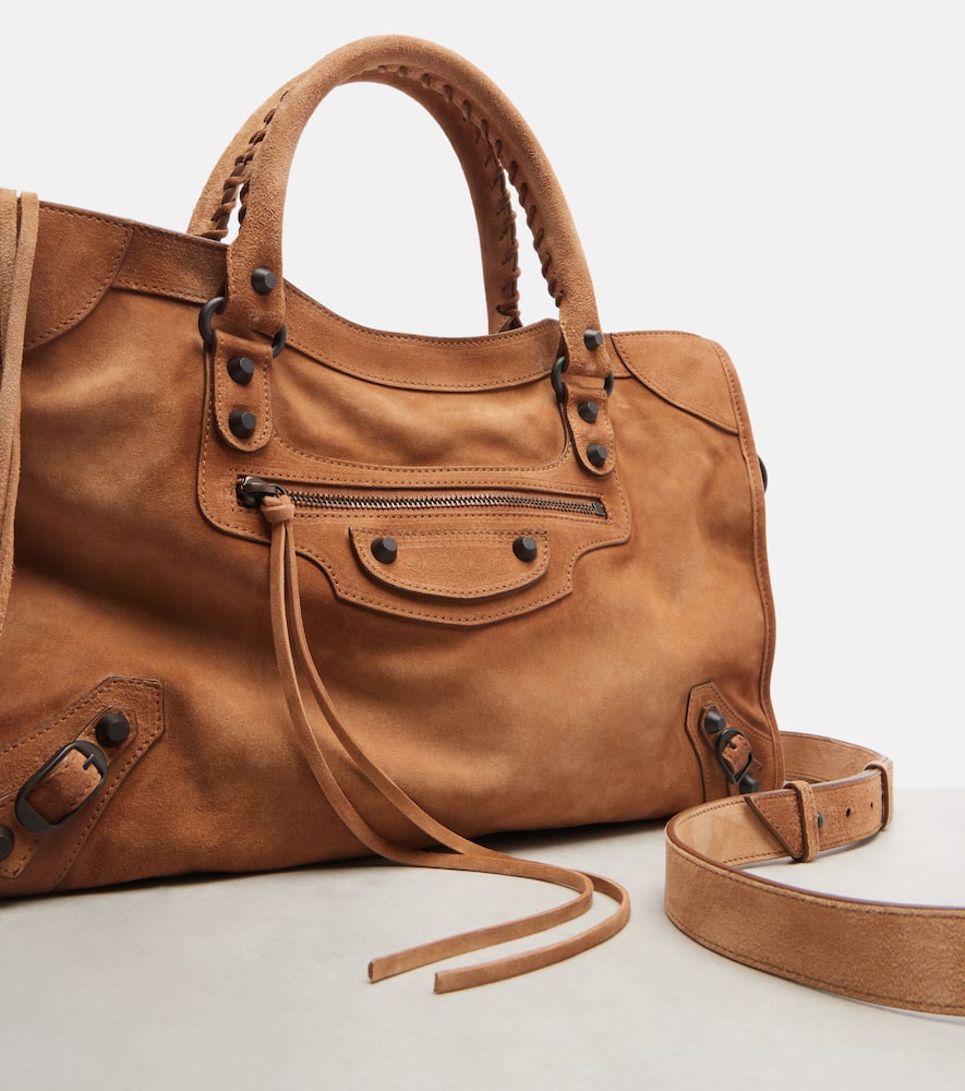 Balenciaga Le City Medium Suede Tote Bag In Sand