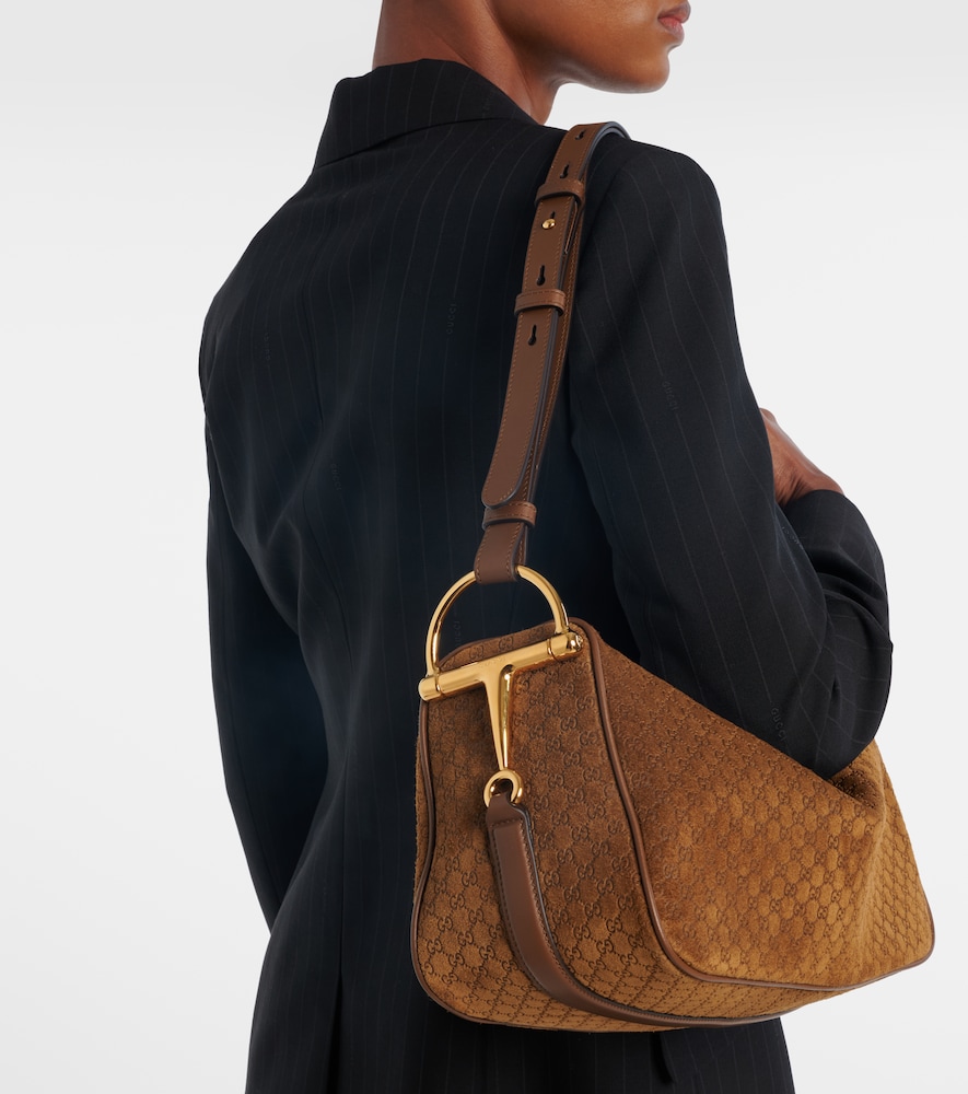 Gucci Half Horsebit Medium suede shoulder bag
