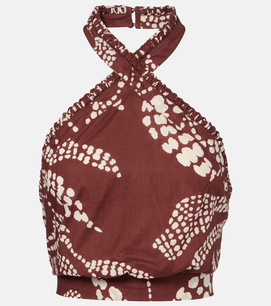Poupette St Barth Suma printed cotton crop top