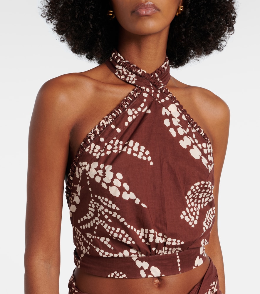  Poupette St Barth Poupette St Barth Suma Printed Cotton Crop Top 