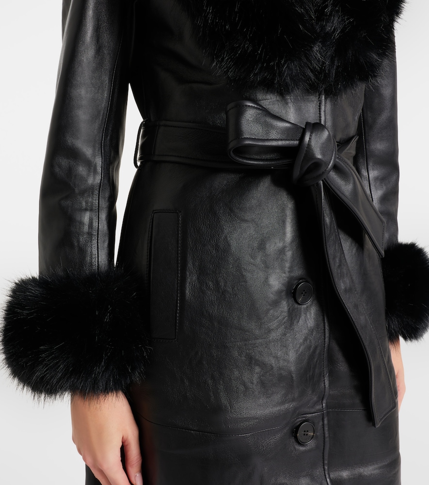  Self-portrait Self-portrait Belted Leather Coat 