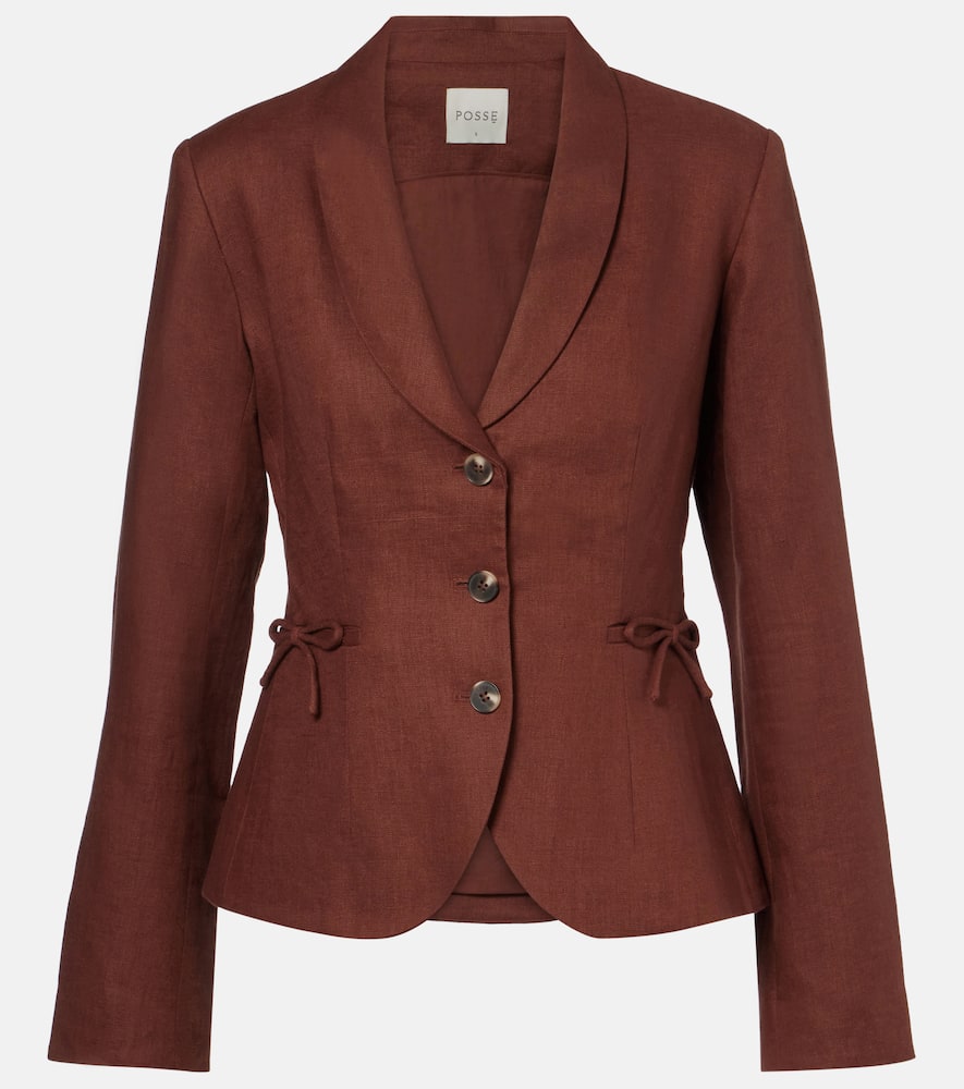 Posse Sabine Linen Blazer In Brown