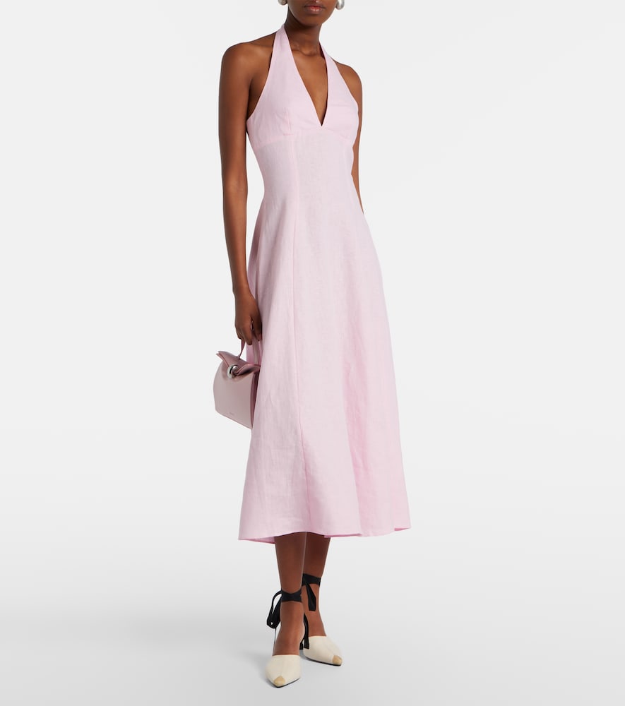 Faithfull Marais halterneck linen midi dress