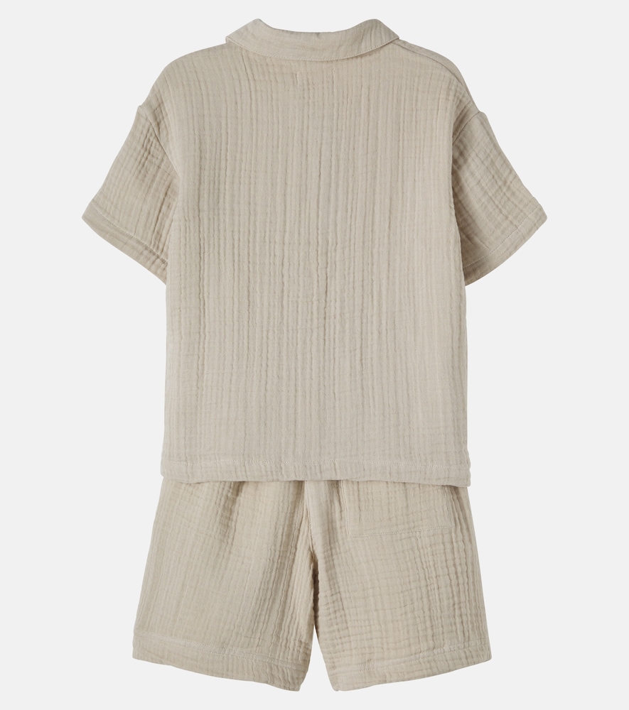  Wheat Wheat Set Aus Polohemd Und Shorts Aus Baumwoll-gaze 