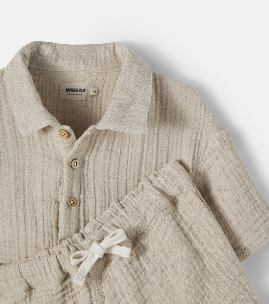  Wheat Wheat Set Aus Polohemd Und Shorts Aus Baumwoll-gaze 