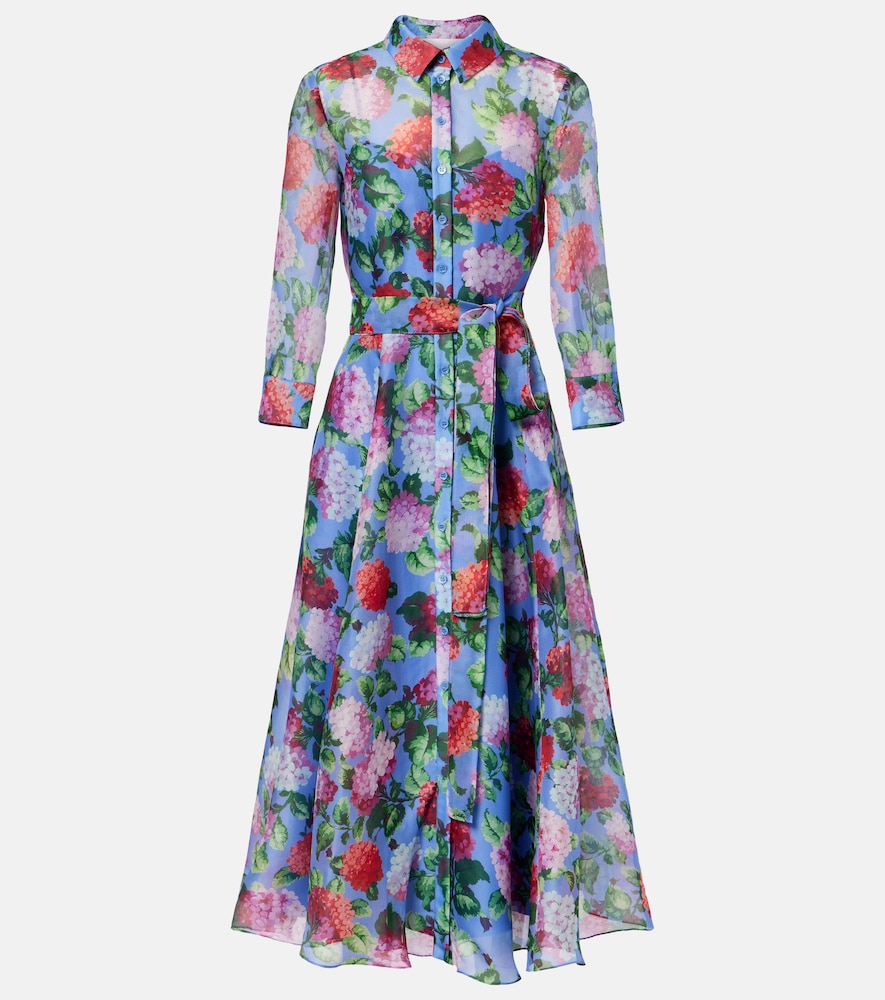Abito chemisier in organza di seta floreale