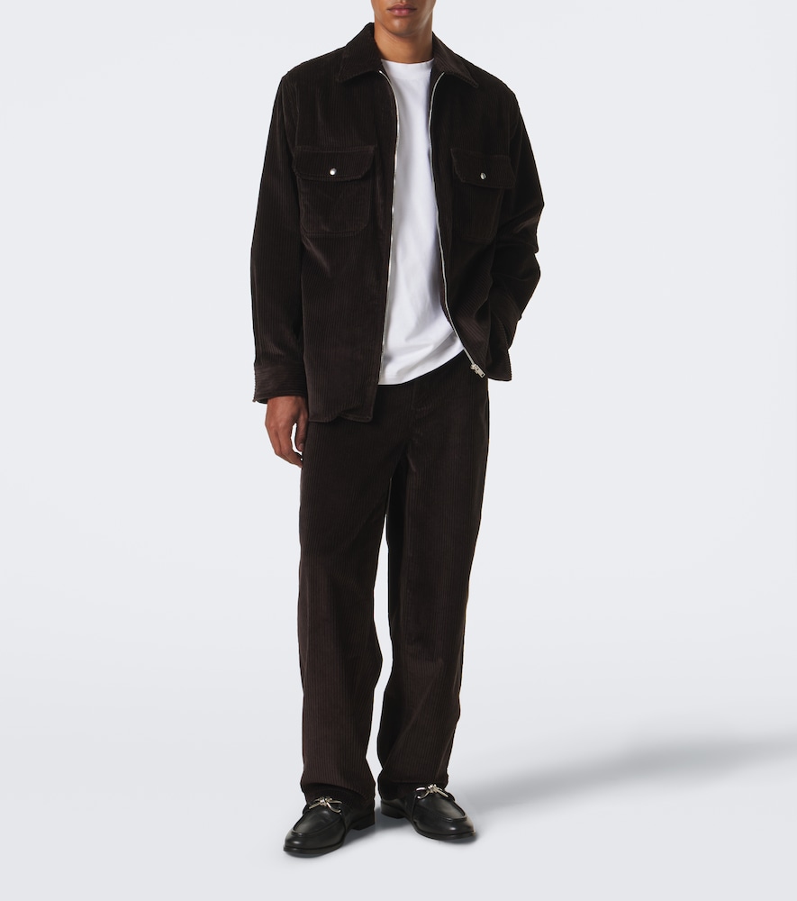 Leather-Trimmed Corduroy