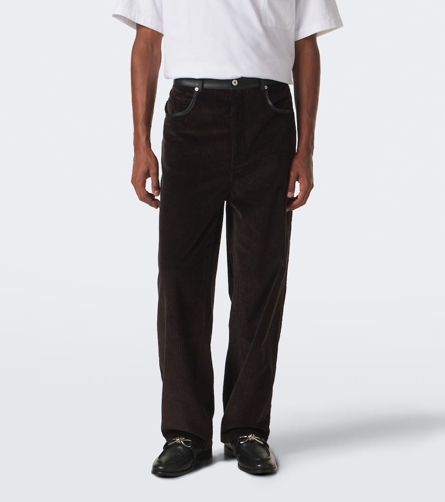 Leather-Trimmed Corduroy