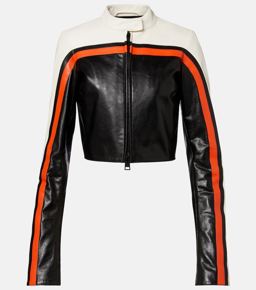 Balenciaga Leather Biker Jacket In Black