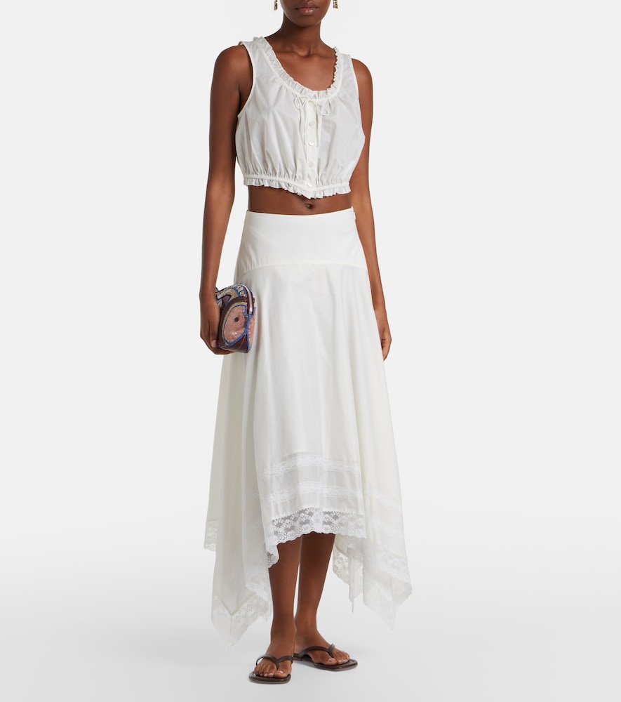 Sicilia Lace-Trimmed Cotton Voile Top
