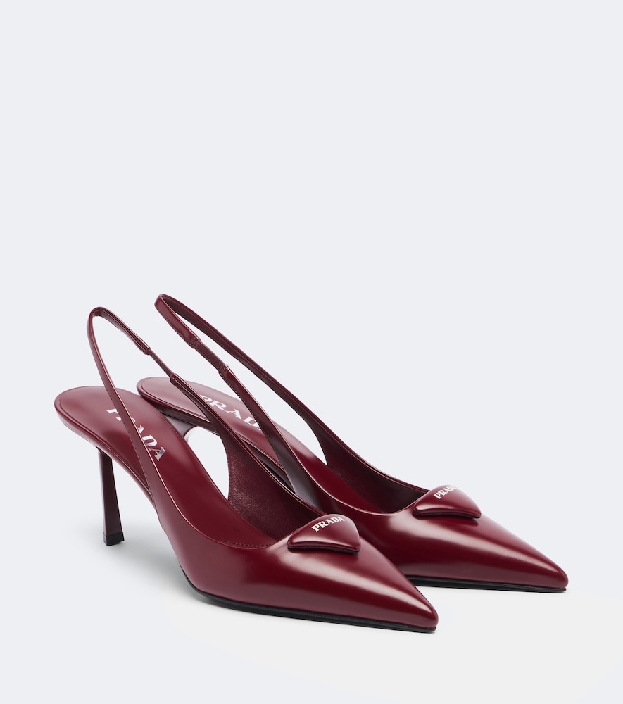 Prada Leather Slingback Pumps In Red