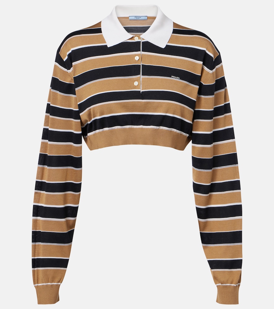 Cropped-Poloshirt aus Seide